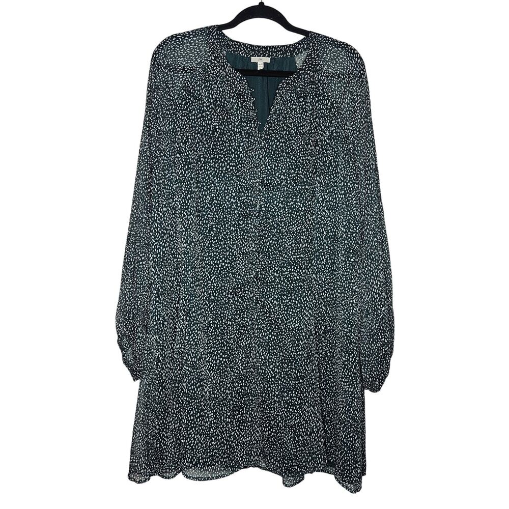 Joie Green Polka dot sheer lined long sleeved dress sz XXL